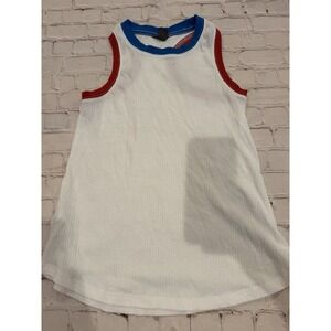 Women's Eddie Bauer Myriad Ribbed Racerback Tank Top White red and blue sz med
